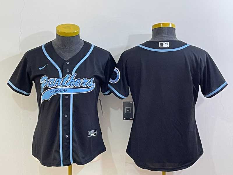 Womens Carolina Panthers Blank Black With Patch Cool Base Stitched Baseball Jersey